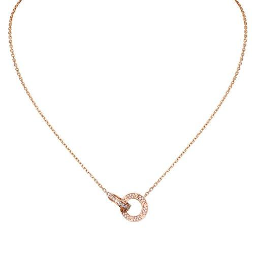 【包税】cartier/卡地亚 经典love 18k金玫瑰金钻石项链 镶嵌48颗钻石
