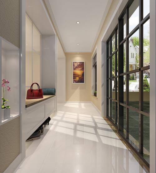 别墅现代简约玄关_海伦春天300㎡装修效果图