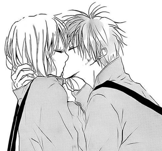 简单的情侣接吻手绘图片手绘动漫情侣接吻图片