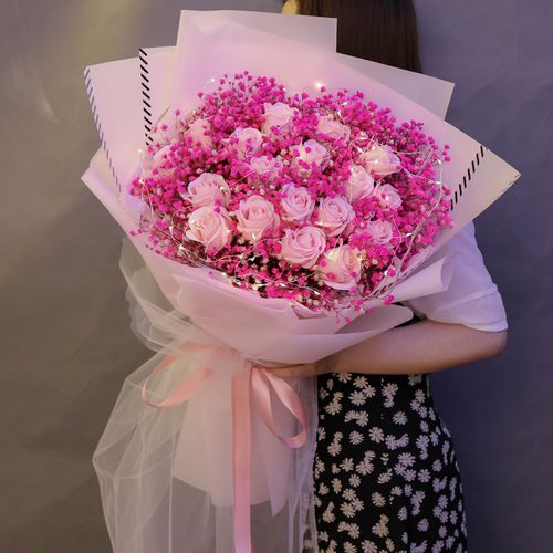 蓝色抖音网红满天星干花花束香皂永生花速递同城干花