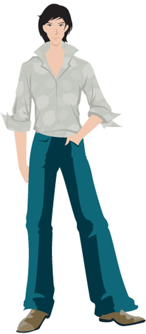 矢量正面站立男子