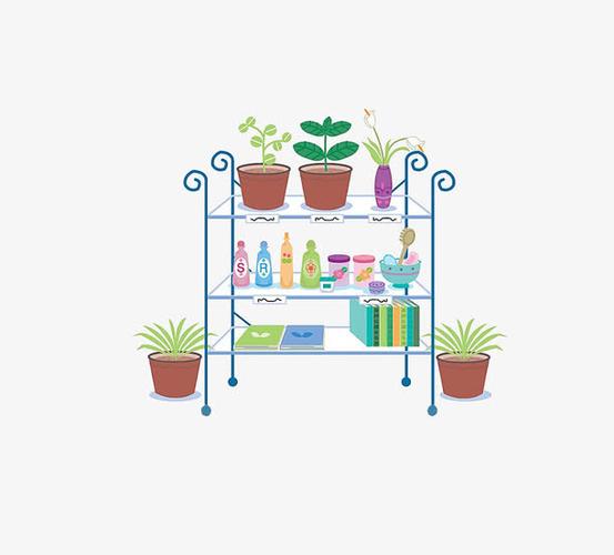 花架,卡通,盆栽