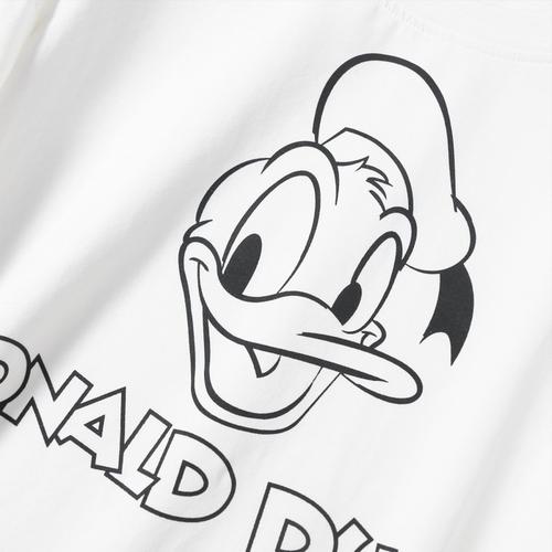 女士圆领休闲时尚百搭唐老鸭卡通印花短袖连衣裙a041858