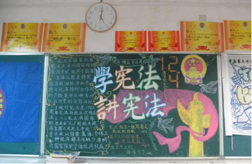 遵法守法——青岛六十六中举行"学宪法 讲宪法"主题黑板报评比活动