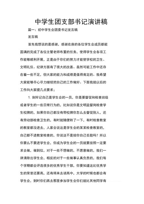 中学生团支部书记演讲稿.docx