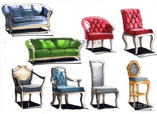 50种室内家具手绘线稿马克笔上色有木有赞室内手绘绘世界网