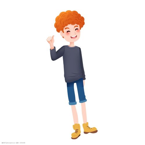 卡通卷发的男生设计