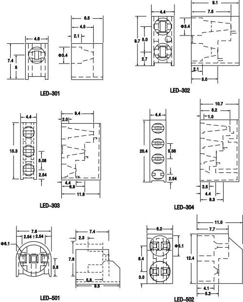 90度led座产品工程图