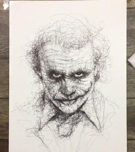 美术生乱线画小丑,开始就是一团乱麻,最后:还可以这样