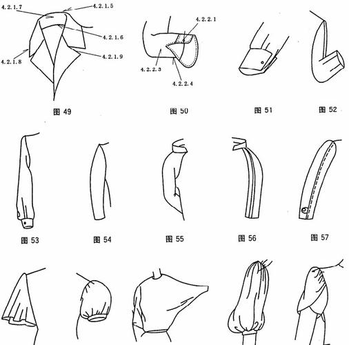 袖片交叠如花瓣的袖型,见图62.