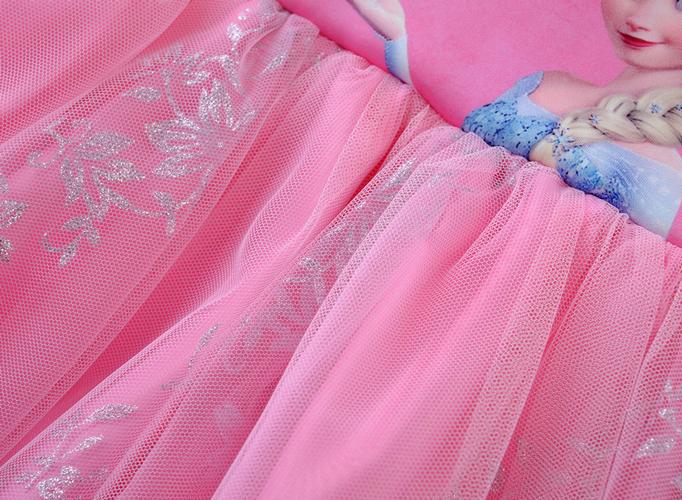 邮政快递爱莎公主裙春秋连衣裙女童冰雪奇缘服装儿童艾莎礼服裙子粉色