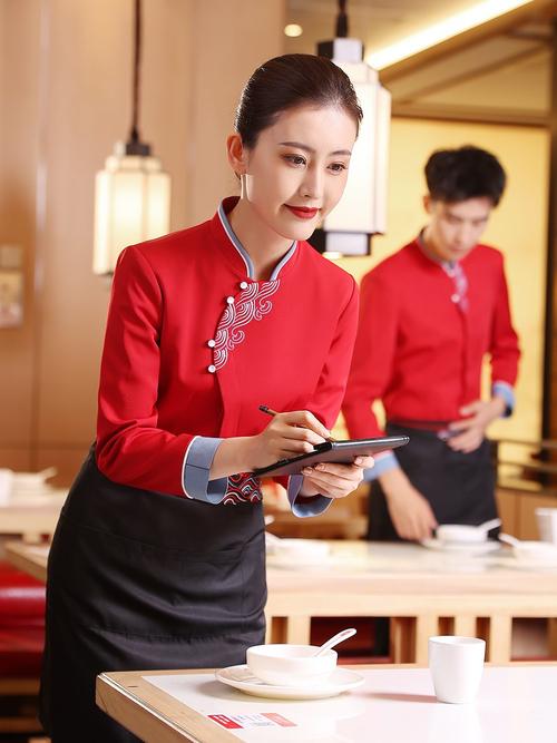 衣研堂餐饮服务员工作服女饭店餐厅火锅店中式服装长袖加厚秋冬装