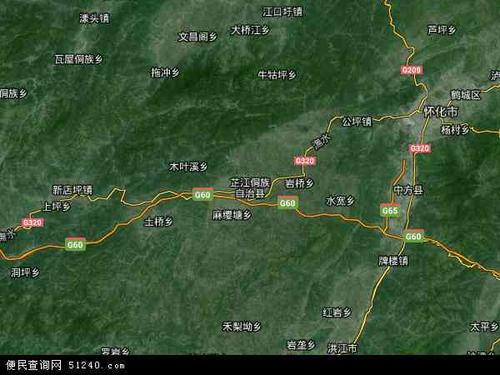 中国湖南省怀化市芷江侗族自治县地图(卫星地图)