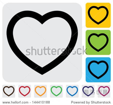 this illustration has the heart icon on grey green orange and