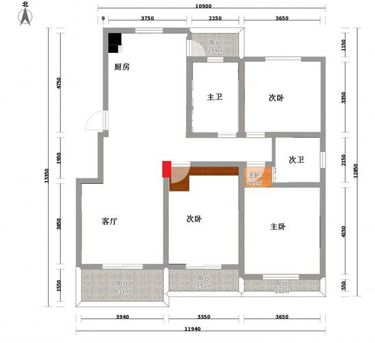 户型改造(三房改四房)
