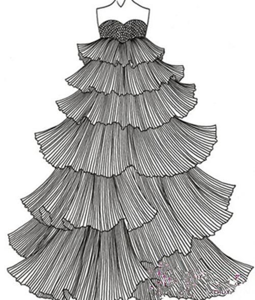 裙子素描画的两大要点-露西学画画