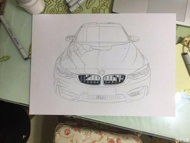 绘车分子教你如何画一辆宝马m4正面篇
