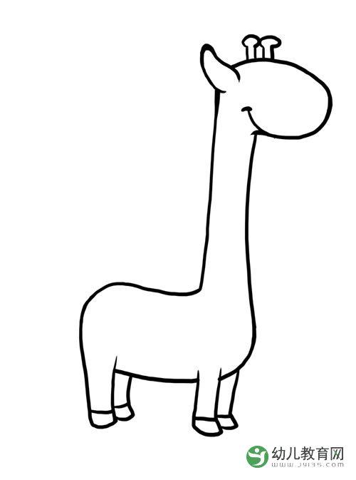 第四步:长颈鹿脖子后面是有一些短短的毛发的,我们用简化的方式表达