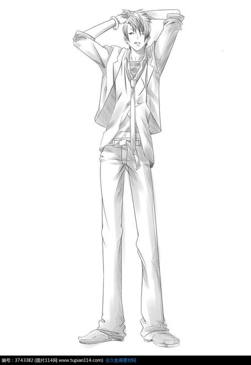 抱着头的男孩卡通手绘线稿,卡通人物图片,动漫人物图片,卡通人物简笔