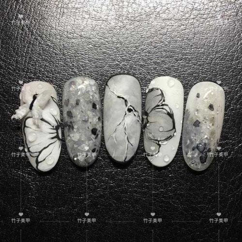 美甲灰色系列图片简单银灰色美甲图片简单大方