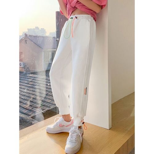 运动裤女时尚无印良品潮款2021秋冬新款宽松束脚薄款