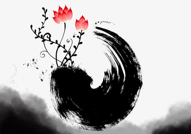水墨荷花图