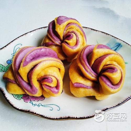 【初冬菜肴】南瓜紫薯双色花卷