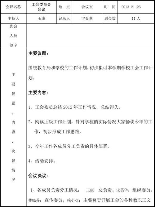 工会会议记录