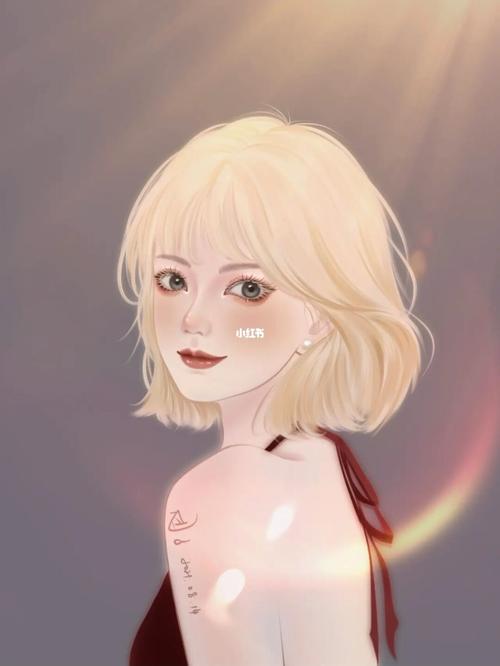 短发女生手绘头像 |金发气质温柔可爱_头像_手绘_短发