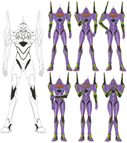 参考eva官方设定图,由线稿开始从头自行绘制的初号机及其各形态合集w