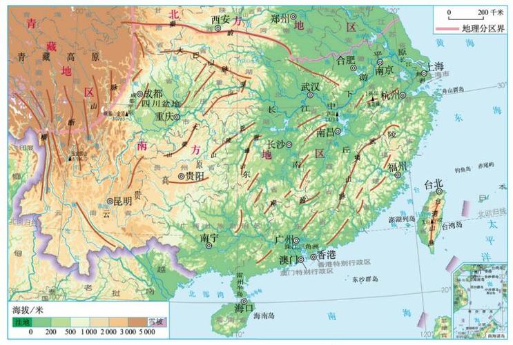 南方地区的地形图