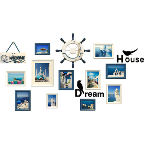 地中海风格照片墙装饰欧式相框挂墙创意个姓男孩儿童房定制相片框