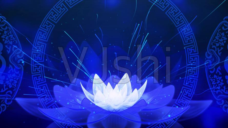 4k蓝色莲花舞台循环_4096x2304_高清视频素材下载(:)