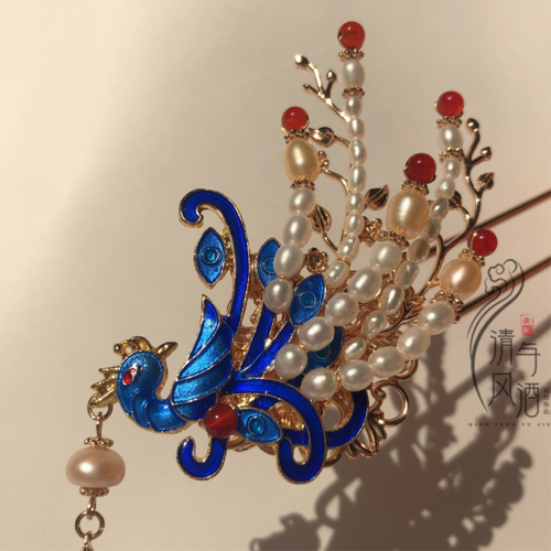 凤鸾 清风与酒原创手工古风凤钗步摇流苏古代明制汉服配饰