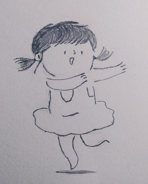 跳舞的小女孩._跳舞_简笔画_画画_文化_绘画