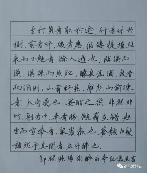 欧阳修《醉翁亭记》选段每周一篇钢笔字练字打卡作业
