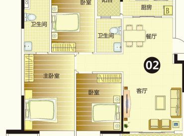 新阳广场户型图 a 75㎡户型
