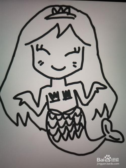 母婴/教育 育儿 > 幼儿期 1 首先,我们给美人鱼画上一个大大的可爱的