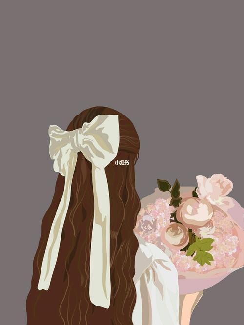 抱花背影女孩_头像_头像分享_素材_素材其他