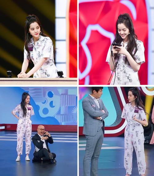 王牌对王牌欧阳娜娜同款印花短袖高腰连体裤女工装宽松休闲九分裤