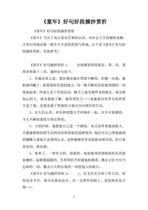 《童年》好句好段摘抄赏析.docx 5页