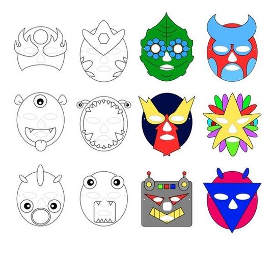 mask set (colored and outline)