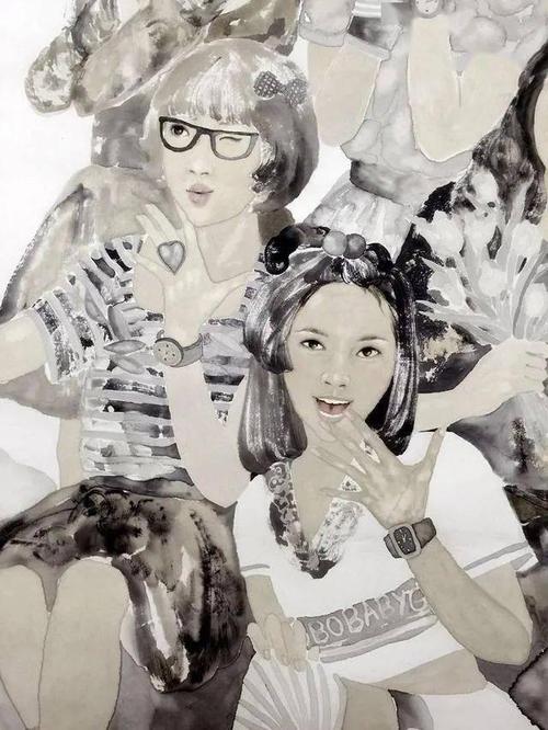 她的没骨人物画清雅,空灵,贵气