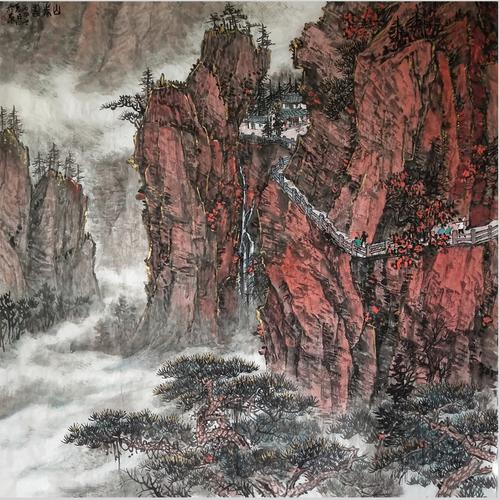 山寺图- 李雁飞