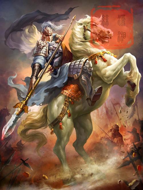 五虎将赵子龙画像挂图赵云三国人物装饰画丝绸卷轴画挂画已装裱