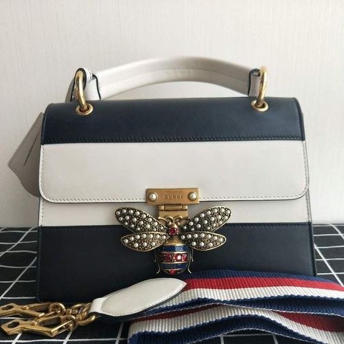 gucci 古驰玛格丽特皇后蜜蜂拼色手提包