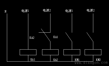 接触器控制双电源电路图