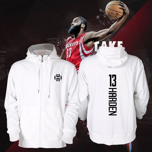 大胡子登哥詹姆斯哈登男篮球衣训练保暖拉链连帽开衫加绒卫衣外套