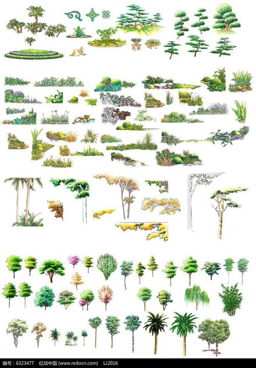 多种样式灌木丛psd立面素材图片