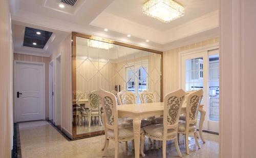 时尚精美欧式风格餐厅玻璃背景墙设计图